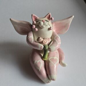 Annaco Amy Lacombe Vintage Pink Ceramic Cat Figurine